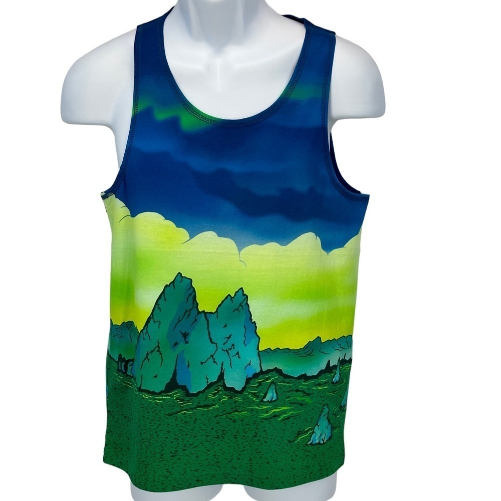 Marc by Marc Jacobs Mountain Scene Graphic Tank Top - Blue Green